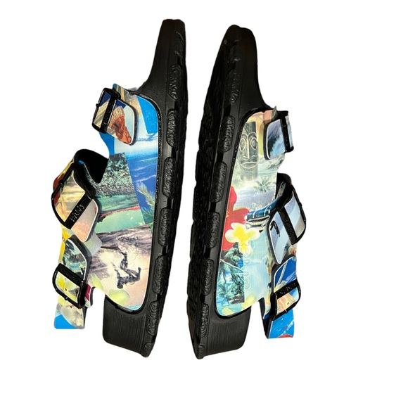 Birki's by Birkenstock Colorful Hawaii Tiki Print Beach Surfer Sandal US 6.5 - Picture 8 of 12